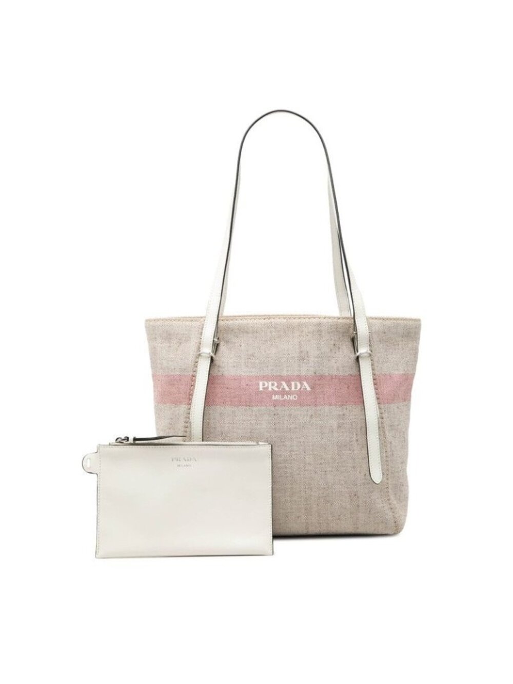 Prada Tote Beige Multicolor Canvas Leather - Picture 6 of 6